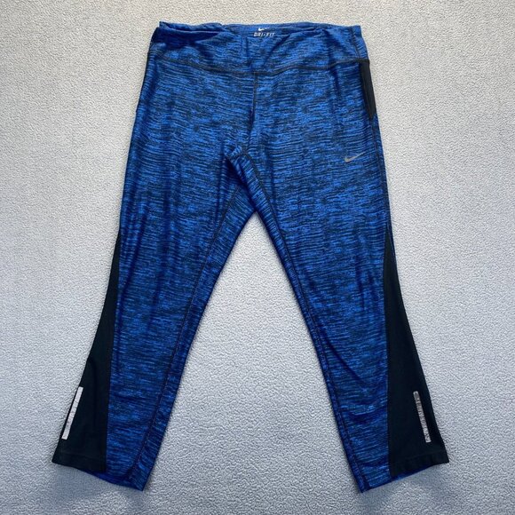 Nike Dri Fit Capri Womens Size Large Blue Leggings,GYM,Pockets,Athletic - Picture 1 of 14